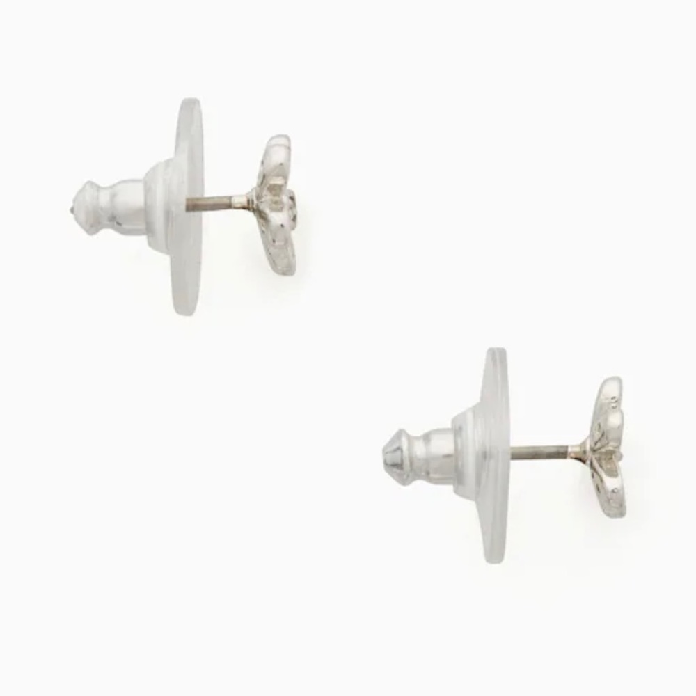 NWT ♠️Kate Spade♠️ Gleaming Gardenia Flower Studs, Silver - Picture 4 of 8